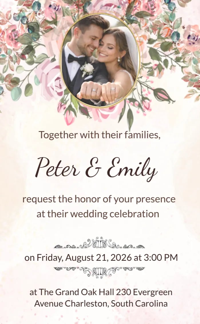 Invitation card pink wedding - wedding