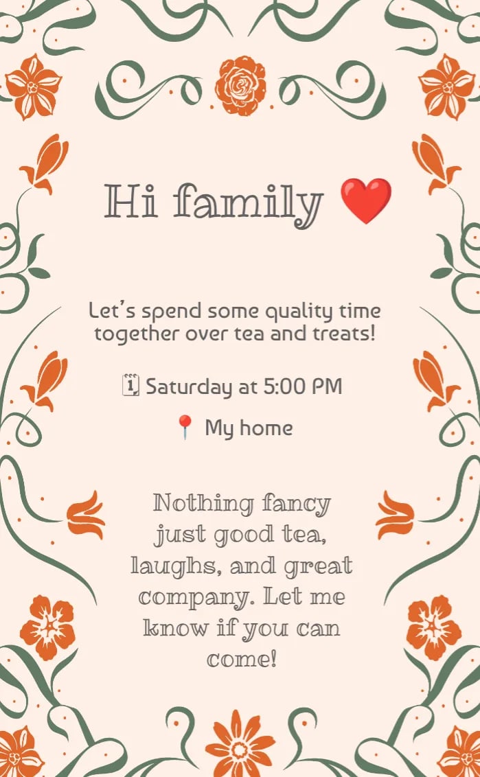 Invitation card family time - party