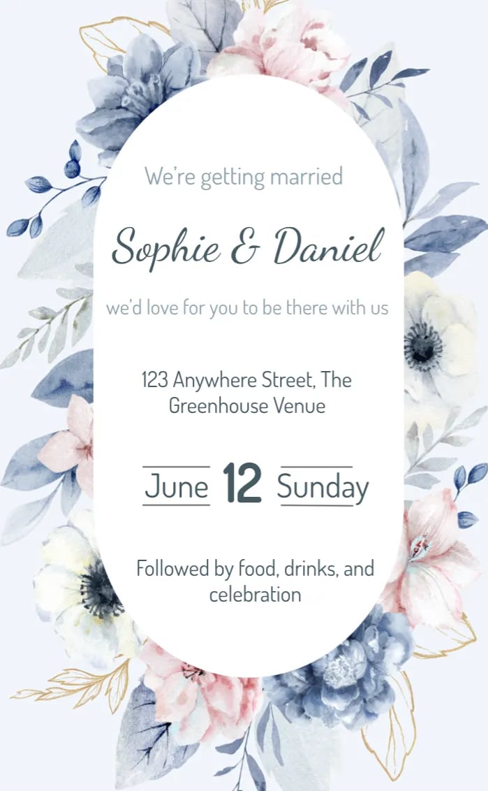 Invitation card blue elegant - wedding