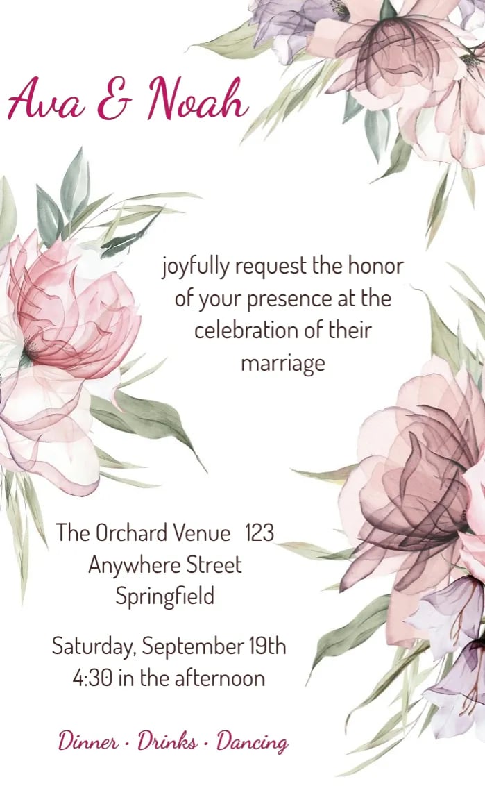 Invitation card pink flower wedding - wedding