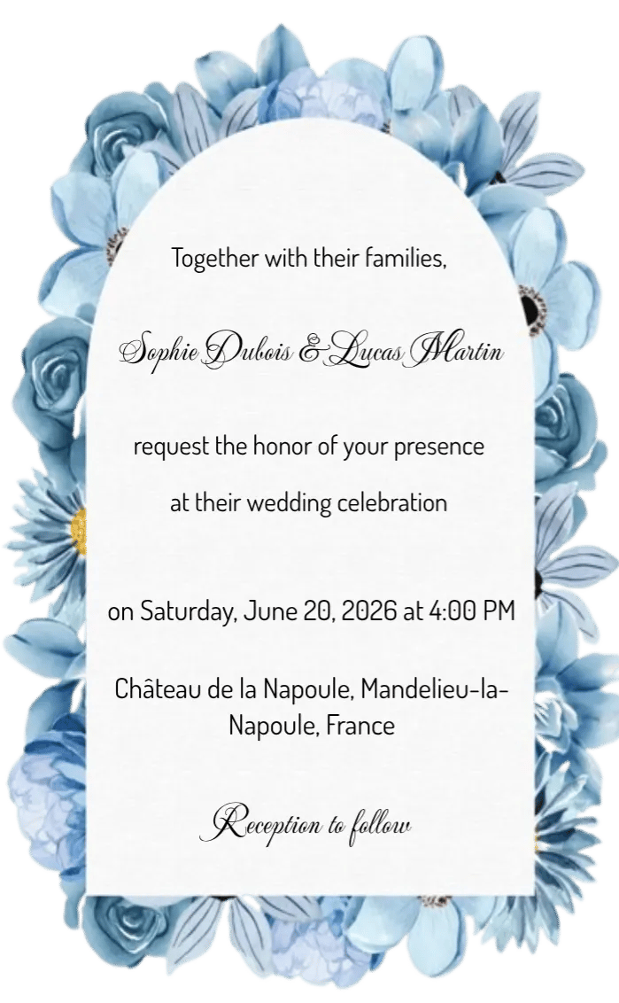 Invitation card blue flower wedding - wedding