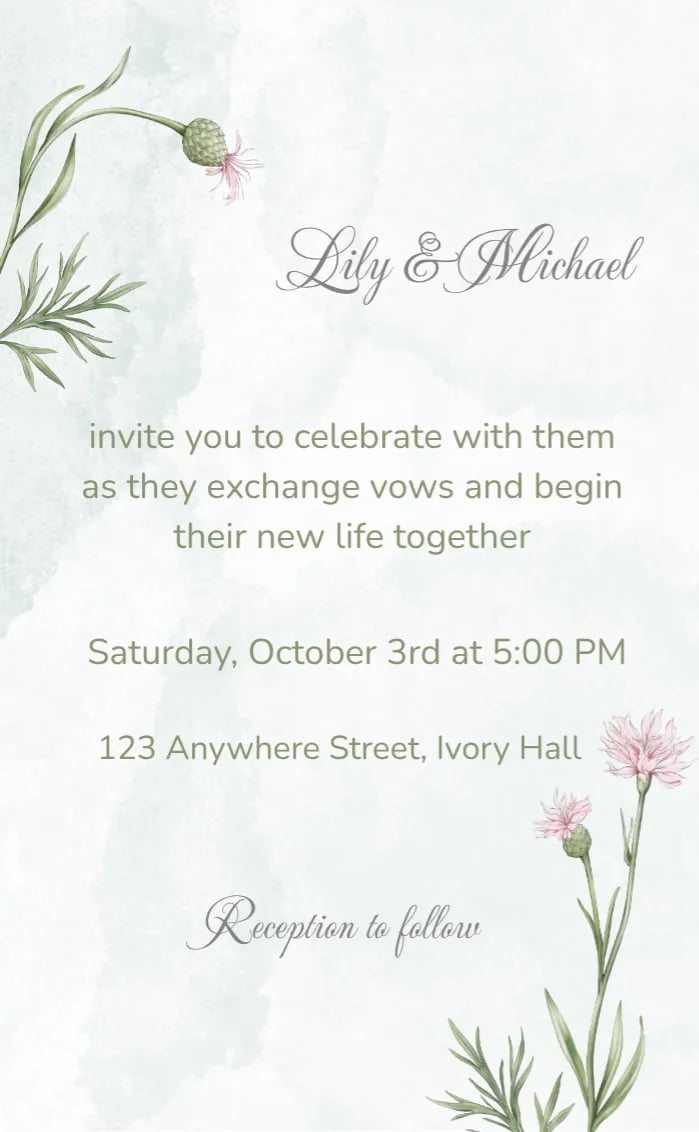 Invitation card simple flower - wedding