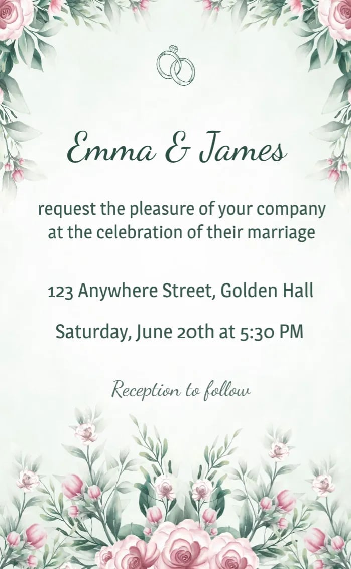 Invitation card rose wedding - wedding