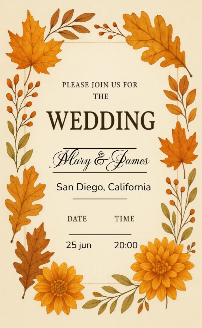 Invitation card fall wedding - wedding