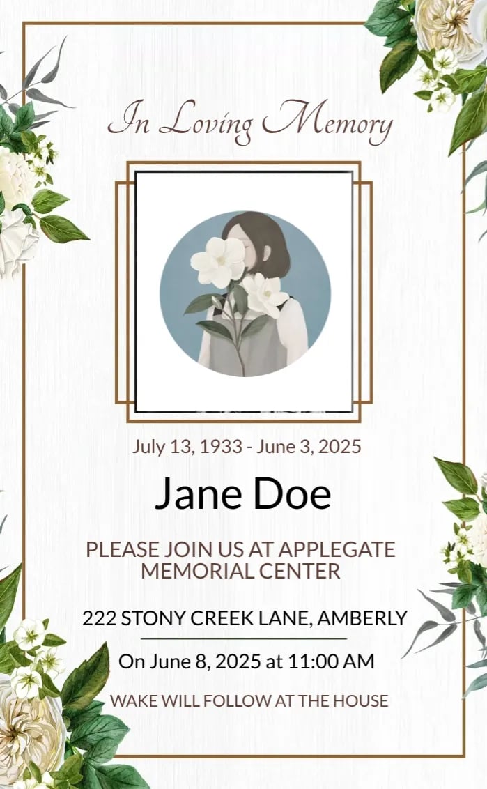 Invitation card white memorial - Memorial