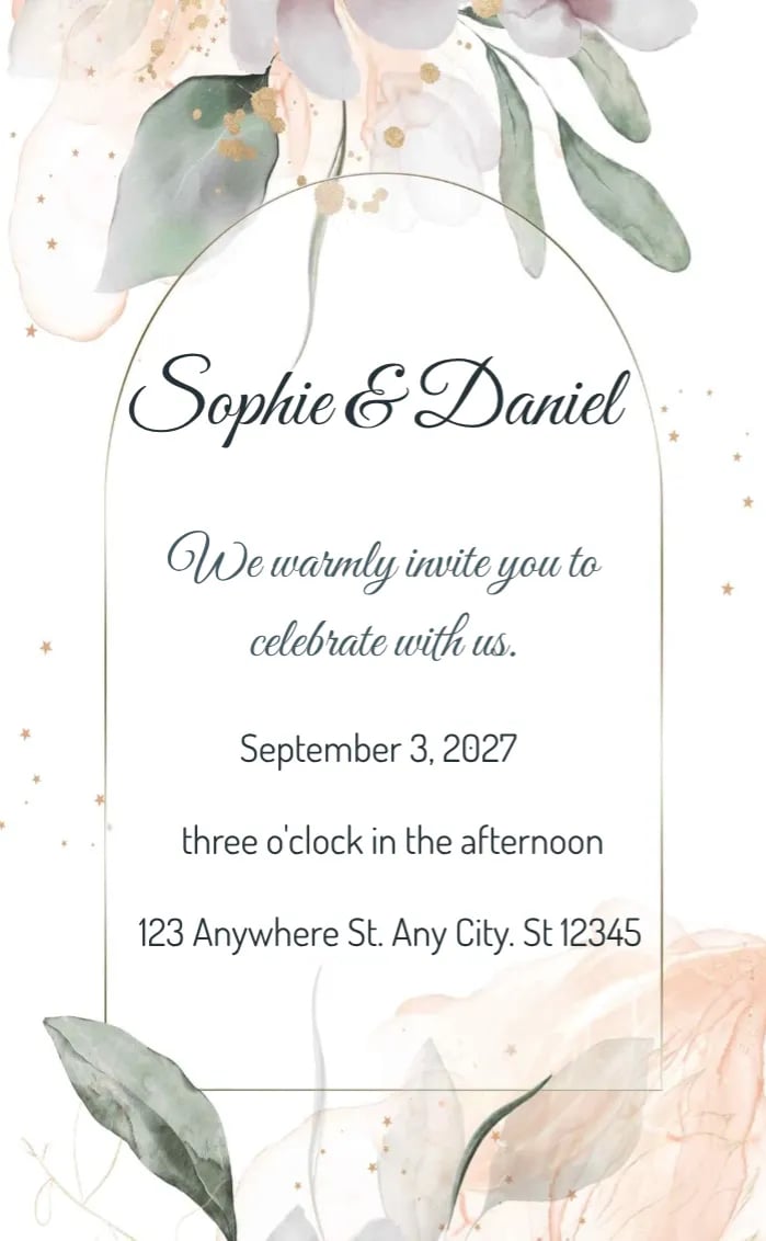 Invitation card watercolor wedding - wedding