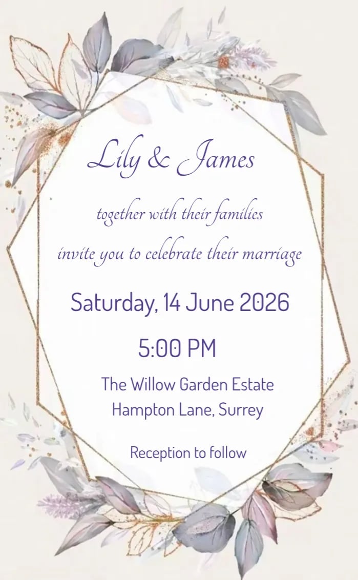Invitation card purple wedding - wedding