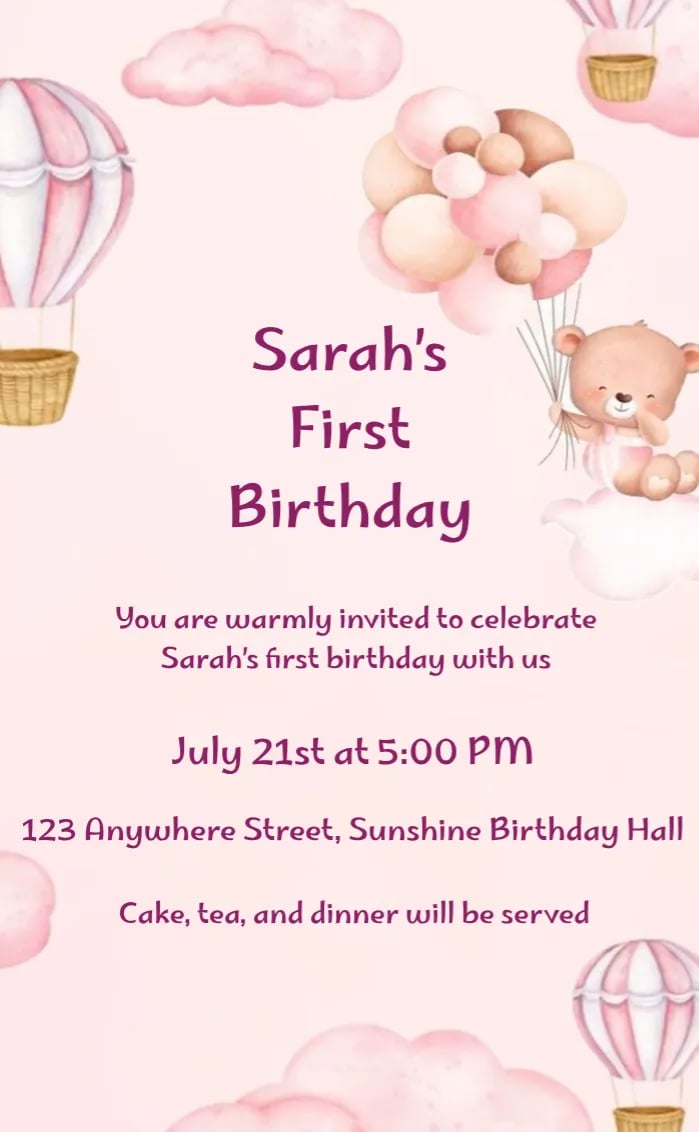 Invitation card pink birthday - birthday