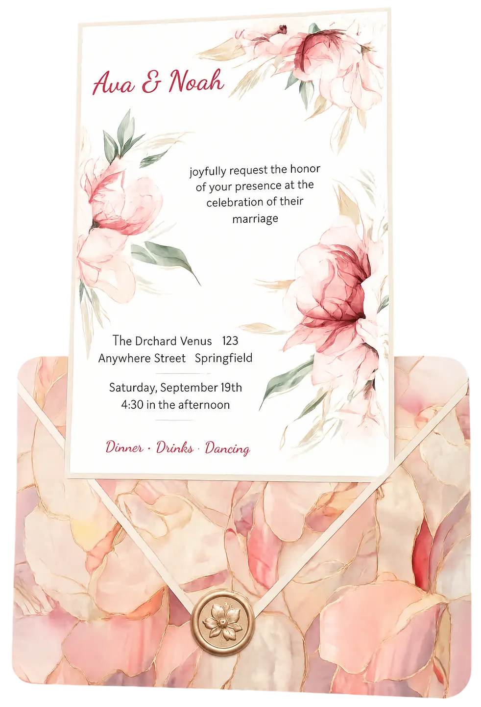 sample digital invitation card with warm and attractive color scheme